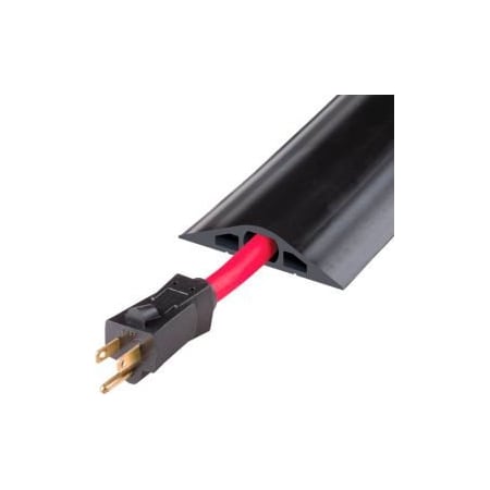 Justrite Cable Protector, 3/4 in H, 10 ft L, 3-1/2 in W, 3 Channel, Rubber, Black RFD3-10